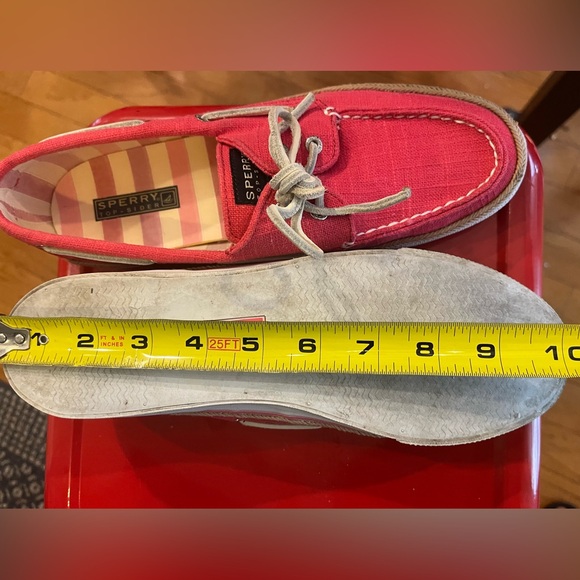 Sperry Top Sider Bahama 2 Eye Pink Linen Boat Shoe Preppy Coastal Size 9.5 - Picture 12 of 14